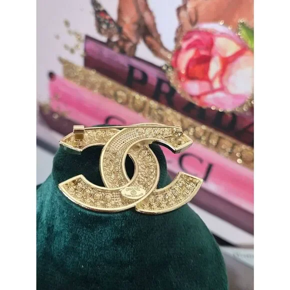 Big Chanel Gold Brooch with Studs - Picture 2 of 2